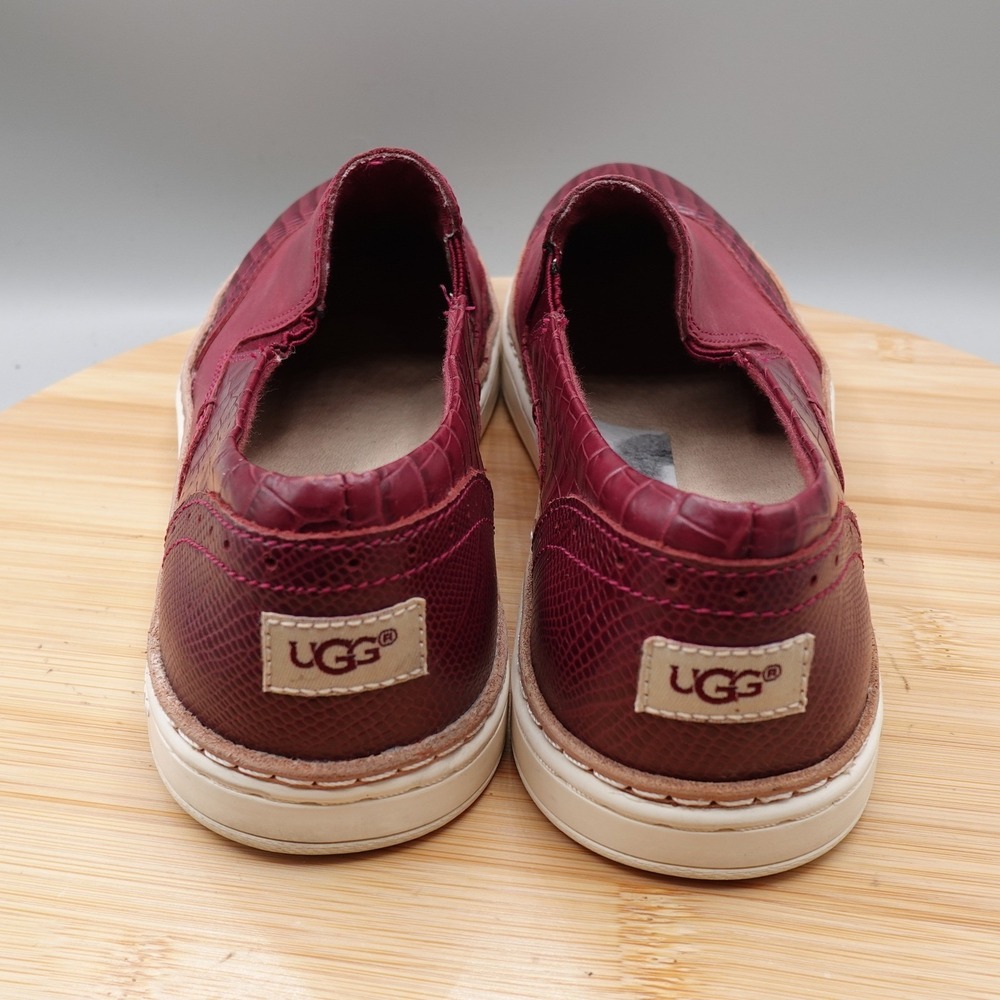 UGG Loafers Shoes Women 6 Crimson Embossed Leather Slip On Sneakers 1013362 - Picture 4 of 9